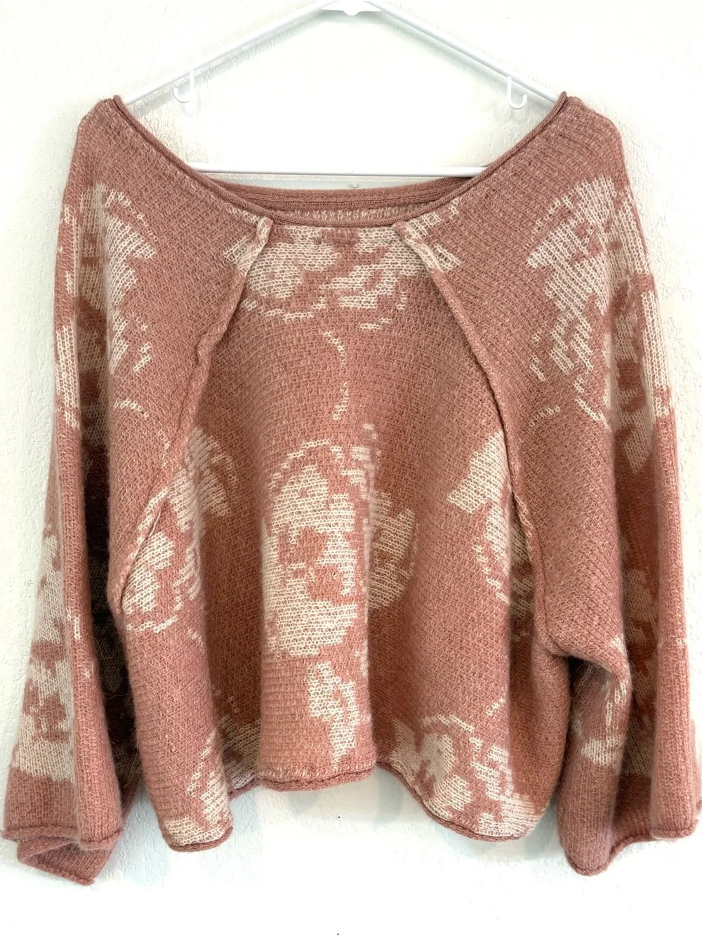 Free People Rosewood Floral Scoop Neck Knit Sweater